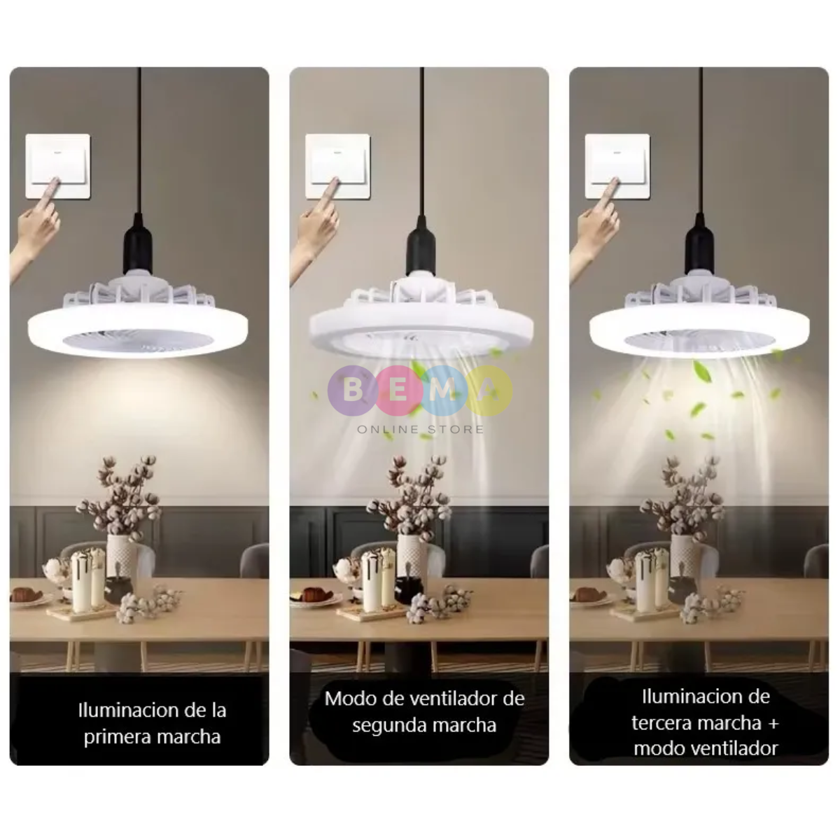 Lámpara Ventilador "AeroLight" de Techo LED con Control Remoto