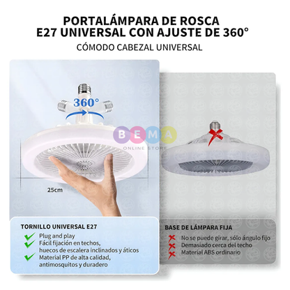 Lámpara Ventilador "AeroLight" de Techo LED con Control Remoto
