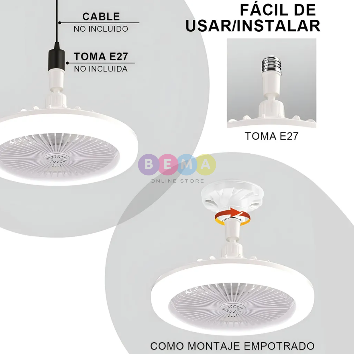 Lámpara Ventilador "AeroLight" de Techo LED con Control Remoto