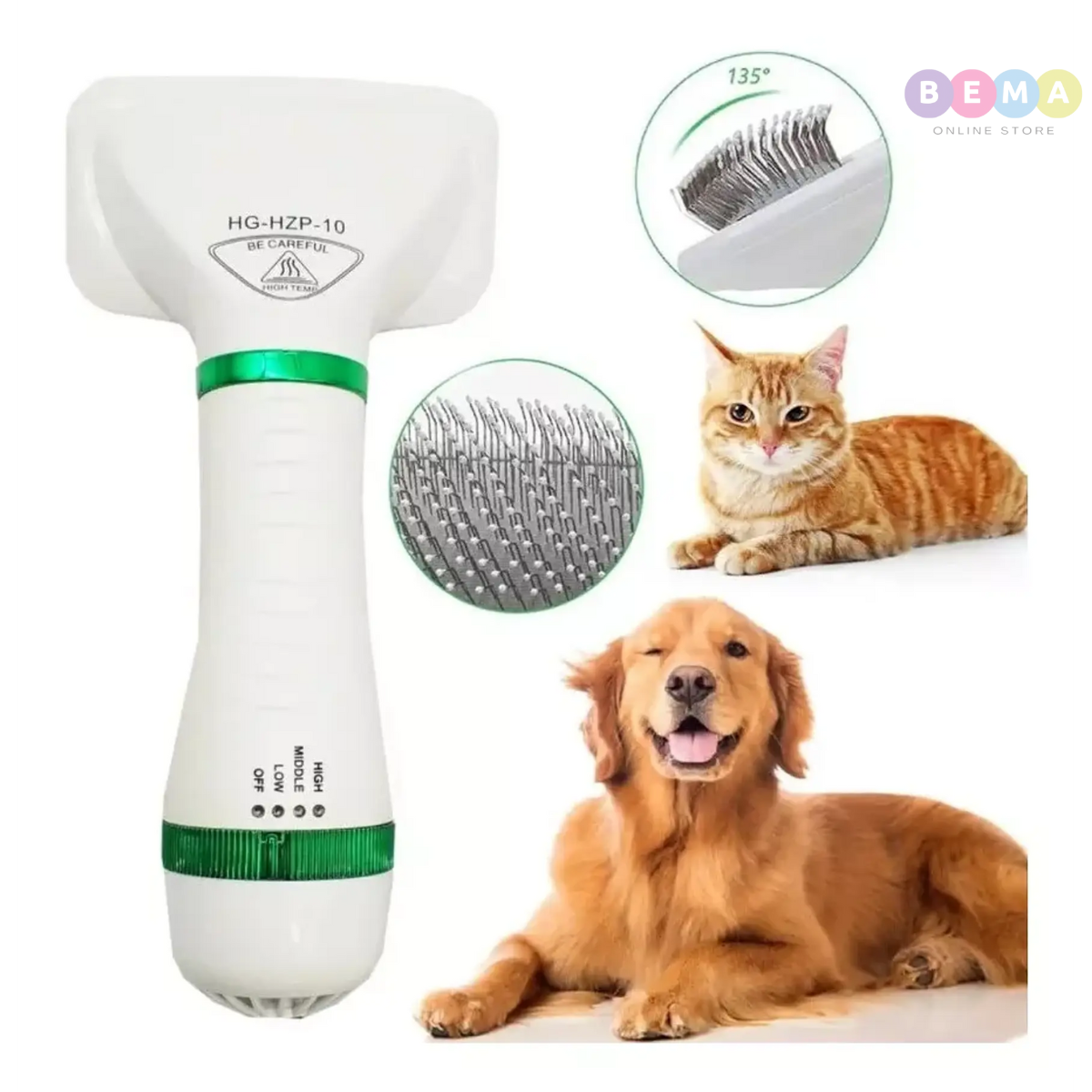 Cepillo Y Secador De Mascotas 2 En 1
