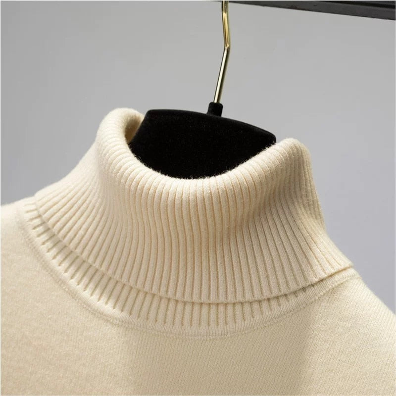 Sweater de cuello alto para mujer, forrado de terciopelo cálido